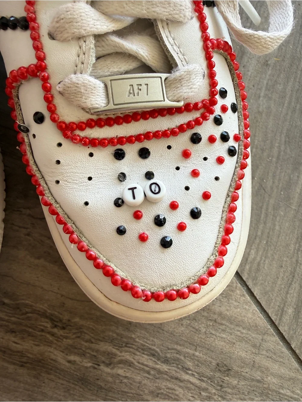 Nike Air Force 1 Custom Beaded Rhinestone Shoes 4.5Y